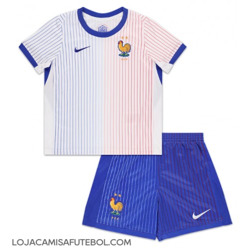 Camisa de Futebol França Equipamento Secundário Infantil Europeu 2024 Manga Curta (+ Calças curtas)